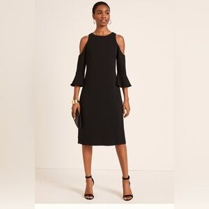 ANN TAYLOR WOMENS SIZE 4 LITTLE BLACK DRESS classy Goth RUFFLE SLEEVEs small